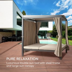 Eremitage Double XL slnečné ležadlo, 2 osoby, kovový rám, slnečná strecha, závesy