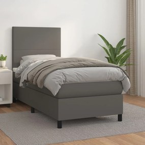 Boxspring posteľ s matracom sivá 90x200 cm umelá koža 3142705