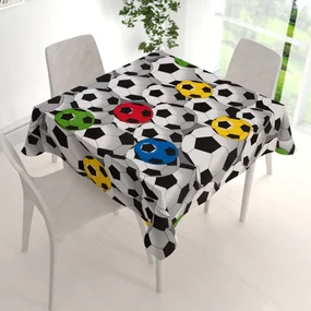 Biante Detský bavlnený štvorcový obrus Sandra SA-580 Farebné a sivé futbalové lopty 70x70 cm