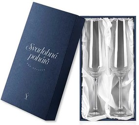 Darčeková krabička na svadobné sektové poháre Sandra 200 ml, biely satén