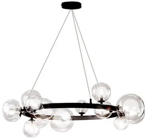 Toolight - závesné svietidlo sklenené gule 15xG9 40W APP906-15CP, čierna, OSW-04034