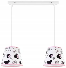 Detské závesné svietidlo Minnie, 2x textilné tienidlo so vzorom, s