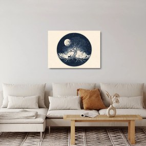 Sklenený obraz – Magický strom s jeleňom I. (70x50 cm)