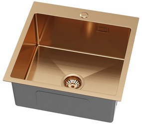 Erga HD, 1-komorový oceľový drez 500x500x210 mm, ružové zlato, ERG-MLS-HD5050Z