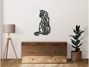 drevko Nálepka na stenu Polygonálna mačka Rozmer obrazu: 44,5 x 28,5 cm, Farba dekorácie: Čierna
