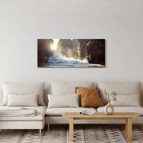 Obraz - Skaly a vlny oceánu (120x50 cm)