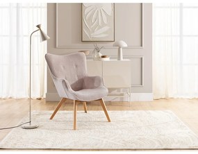 Svetloružové menčestrové kreslo s podnožkou Niko – Ropez