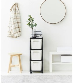 Bielo-čierny plastový pojazdný regál 30x77 cm Brisen - Rotho