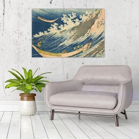 Obraz - Katsushika Hokusai, Fishing Boats at Choshi in Shimosa (Soshu Choshi) , reprodukcia (90x60 cm)