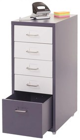Zásuvková skrinka Boston T851 - 69x28x41cm, 5 zásuviek - tmavosivá biela-tmavosivá