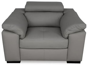Moderná kožená sedacia súprava LOREN II 3+1+1, sivá (madras - 128 grey)
