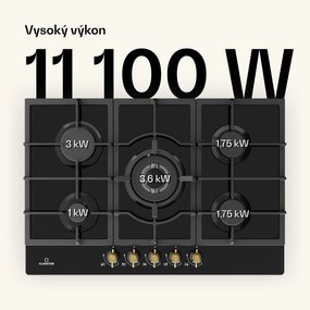 Klarstein Victoria 5, plynová varná doska, 5 Sabaf horákov, sklokeramika, retro vzhľad