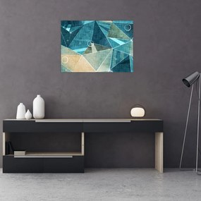 Sklenený obraz - Tyrkysová abstrakcia (70x50 cm)