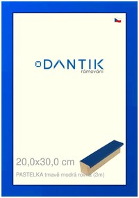 DANTIK rám na obraz 20x30 | PASTELKA tmavěmodrá rovná (Sklo Čiré)