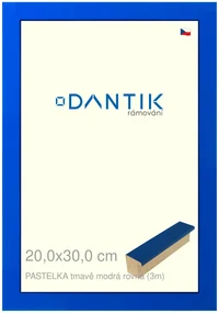 DANTIK rám na obraz 20x30 | PASTELKA tmavěmodrá rovná (Sklo Čiré)