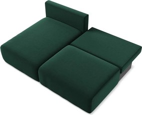 Tmavozelená zamatová rozkladacia/s úložným priestorom rohová pohovka (ľavý roh/s leňoškou) Kalena – Makamii