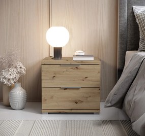 Nočný stolík s 2 zásuvkami Smilla, výška 43 cm, dub artisan