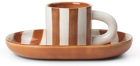 Ferm Living Kameninová šálka s podšálkou Milu Terracotta
