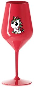 DUHOVÝ JEDNOROŽEC - červený nerozbitný pohár na víno 470 ml