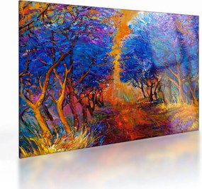 Sklenený obraz - jesenné koruny stromov, moderný impresionizmus (70x50 cm)