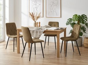 Hnedá zamatová stolička LIBRA OLIVE BROWN s čiernymi nohami