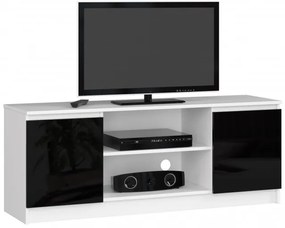 Stolík pod TV RTV 140 2D 1P biely / čierny, lesk