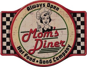 Nástenná kovová ceduľa Mom's diner - 35 * 45 cm