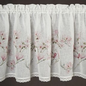 Dekorstudio Kuchynská záclonka AMELIA zdobená kvetinovou potlačou a čipkou 150 x 60 cm