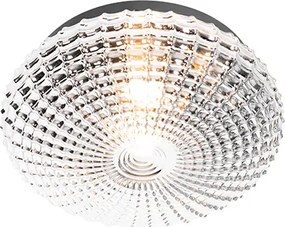 Klasické stropné svietidlo čierne s dymovým sklom 30 cm IP44 - Nohmi