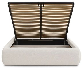 Biela čalúnená dvojlôžková posteľ s úložným priestorom/bez čela s roštom 160x200 cm Inera – Bobochic Paris