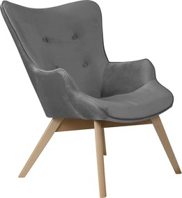 Sivé zamatové kreslo Niko – Ropez