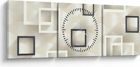 Geometrický abstraktný obraz (s hodinami) (90x30 cm)
