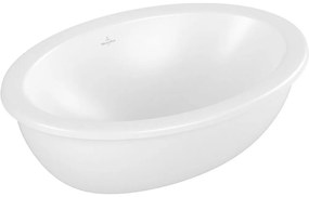 VILLEROY &amp; BOCH Loop &amp; Friends oválne umývadlo k zabudovaniu zospodu, bez otvoru, s prepadom, 560 x 380 mm, Stone White, s povrchom CeramicPlus, 4A5500RW