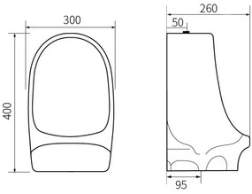 Mexen Owen, závesný pisoár 40x30x26 cm, čierna matná, 37074070