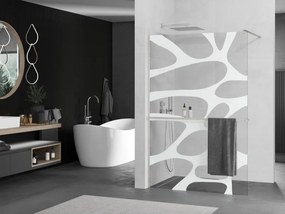 Mexen Kioto+, sprchová zástena Walk-In s poličkou a vešiakom 80 x 200 cm, 8mm číre sklo biely vzor, brúsená oceľ profil, 800-080-121-97-97