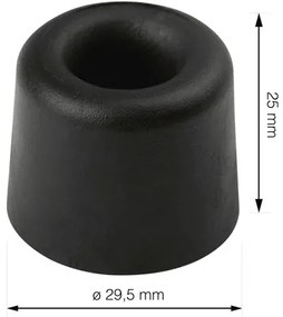Zarážka na dvere Ø29,5x25 mm čierna 3 ks
