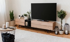 Široká TV skrinka Nola, dub artisan/čierna