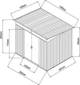 Domček Strend Pro, záhradný, plech, antracit, 238x193x202 cm