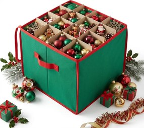 VERK GROUP Vianočný úložný box na banky, gule a vianočné ozdoby, 48 kusov, zelený