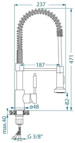 ALVEUS 1150887 - Drezová batéria s flexibilným ramienkom so sprškou URBAN 47,1 cm