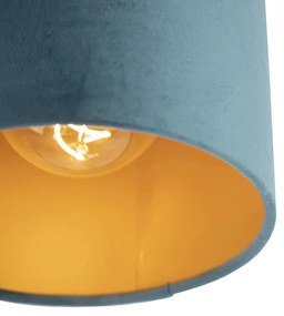 Stropné svietidlo s zamatovým tienidlom modré so zlatom 20 cm - Combi Black