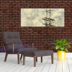 Obraz - Eugène Boudin, Ship on the Touques, reprodukcia (120x50 cm)