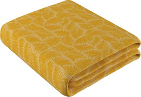 Prehoz na posteľ 220x260 cm farba produktu žltá látka zapletaná, vzorované