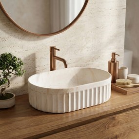 Rea Georgia, umývadlo na dosku 555×350×145 mm, béžová imitácia kameňa, REA-U3542