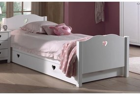 Biela detská posteľ z borovicového dreva s výsuvným lôžkom s úložným priestorom 90x200 cm AMORI – Vipack