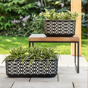 Plastový oválný truhlík Etnic 40x20 cm černý/zlatý