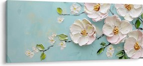 Obraz - Kvietky na modrom pozadí (120x50 cm)