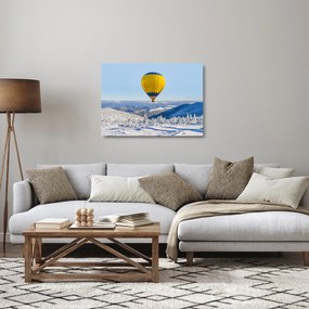 Sklenený obraz - Let nad zimnou krajinou (70x50 cm)