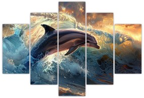 Obraz - Delfín, ilustrácie (150x105 cm)