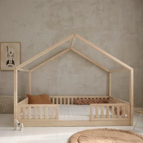 Priestranná domčeková posteľ Housebed Duo 140 x 200 – prírodná